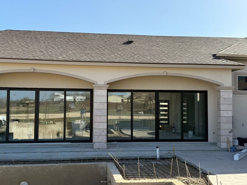 Modern sliding glass doors in residential setting